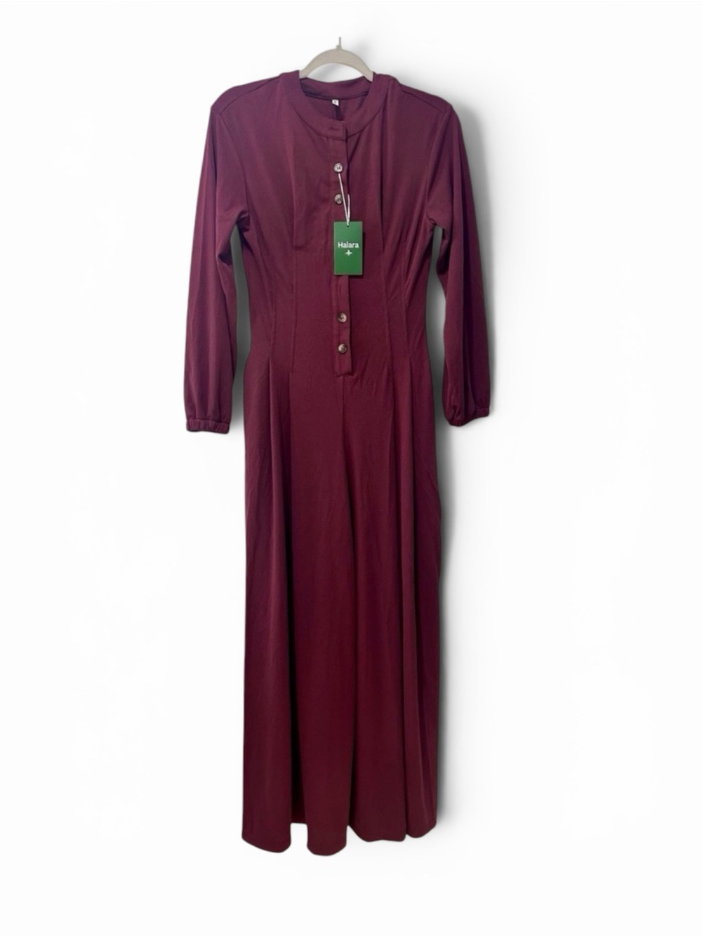 HALARA Burgundy Long-Sleeve Wide-Leg Jumpsuit - Picture 2 of 4
